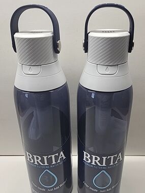 TWO PACK Brita Premium Filtering Water Bottle - Gray & White